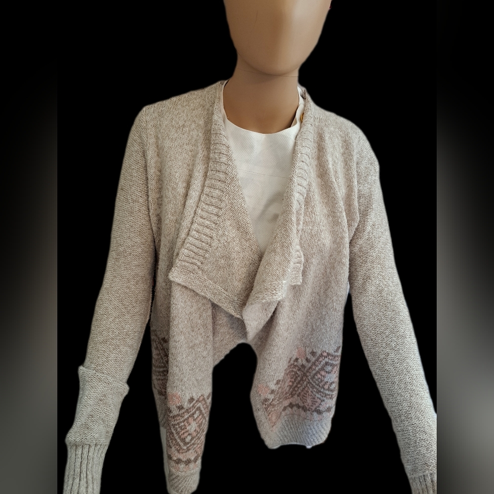 Hollister Beige Pink Cotton Patterned Cardigan